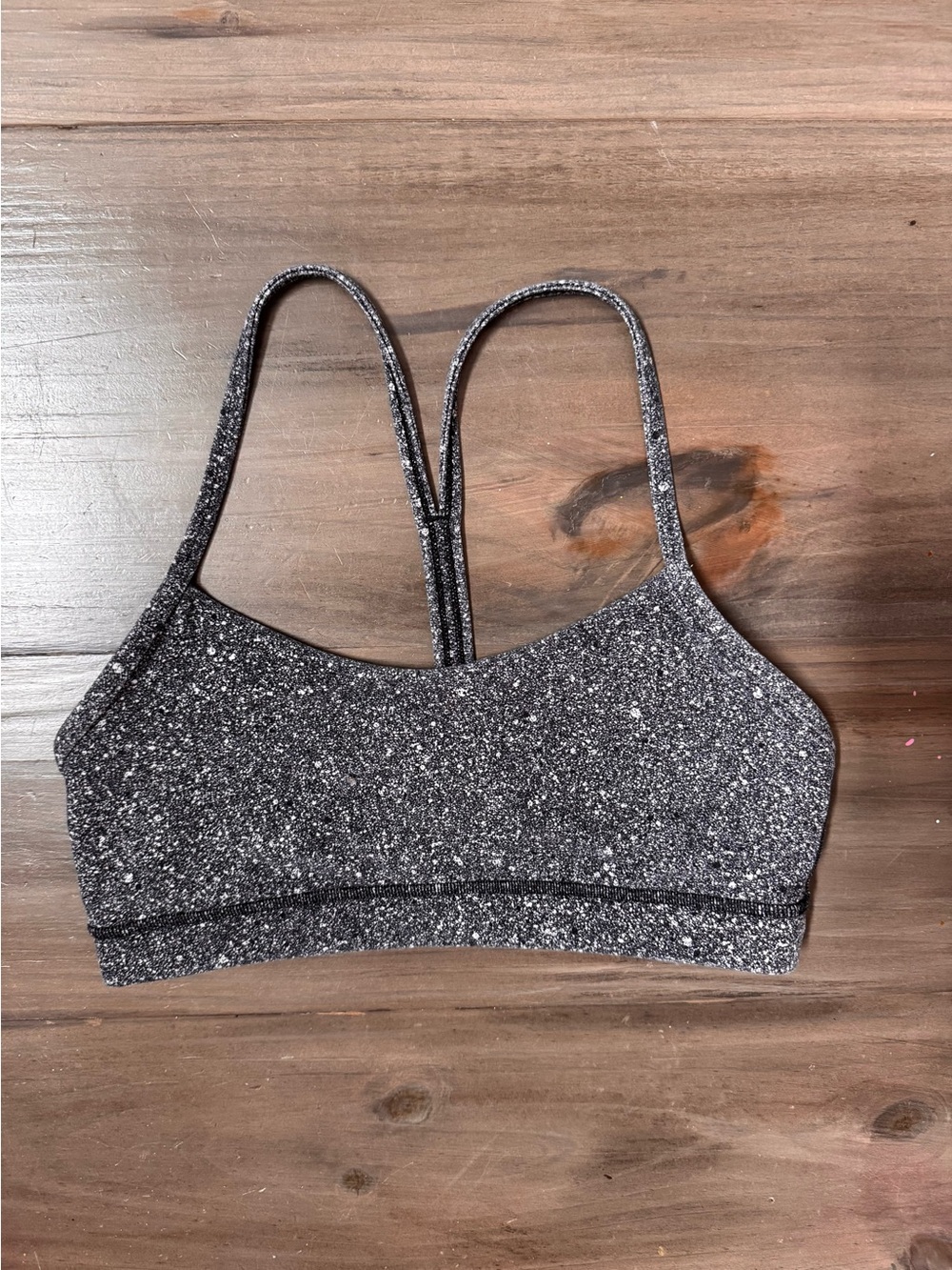 Lululemon Flow Y Bra Nulu Women’s 8 Black White Luminesce Splatter